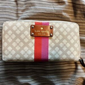 Kate Spade Beige and Pink Stripe Wallet